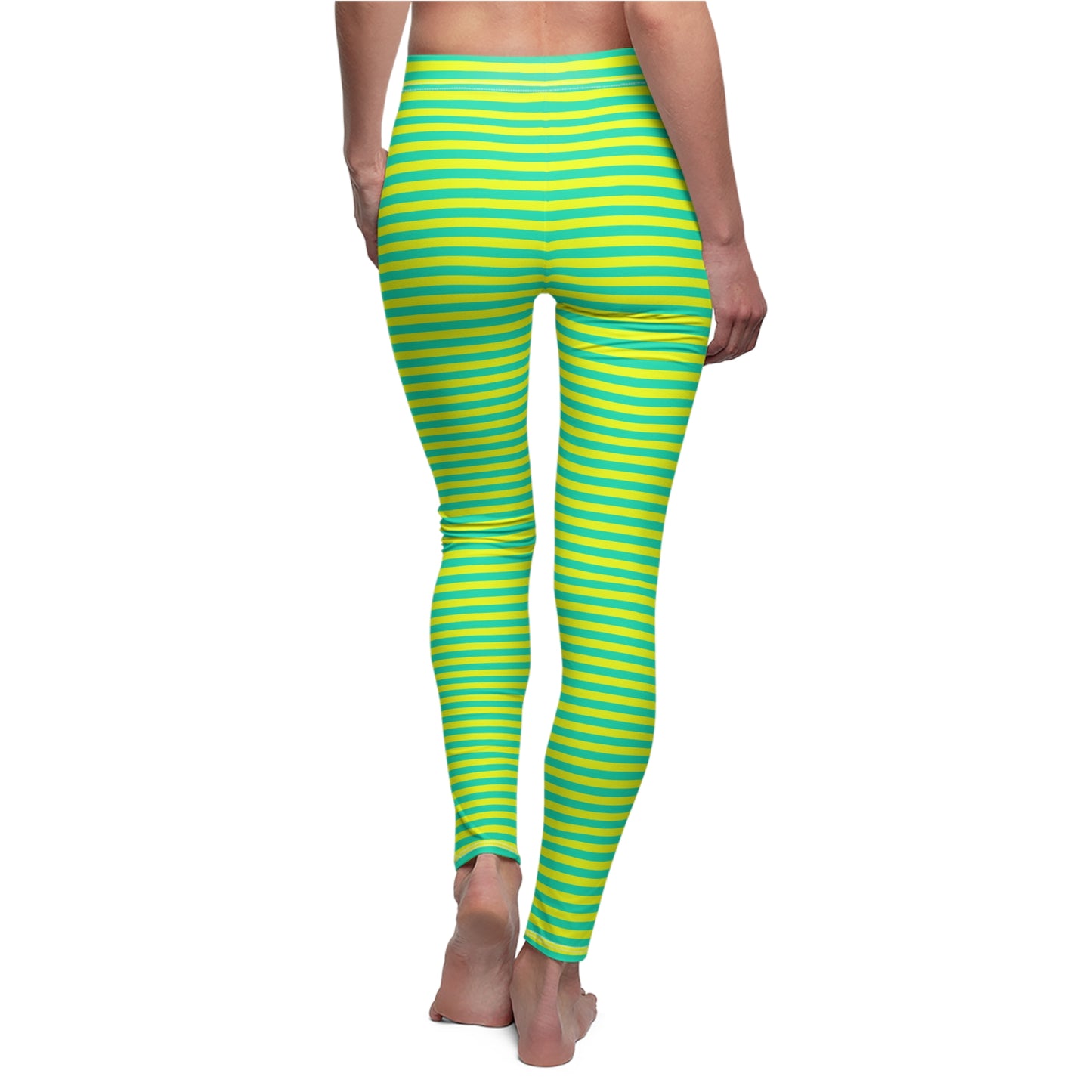 Lemon Lime Skinny Striped Women's Super Soft Leggings