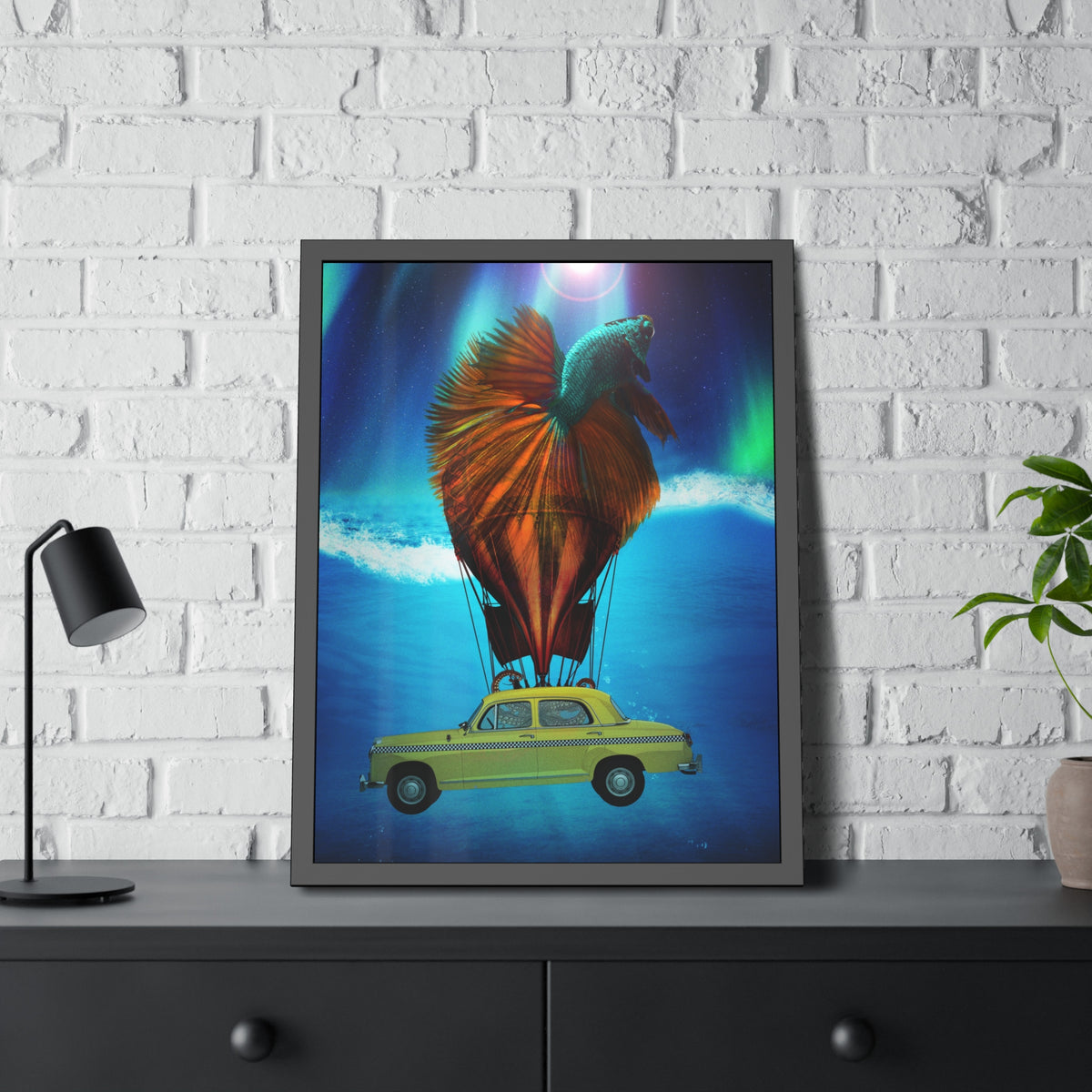 Aquamobile Taxi Service Framed Print | Surreal Art