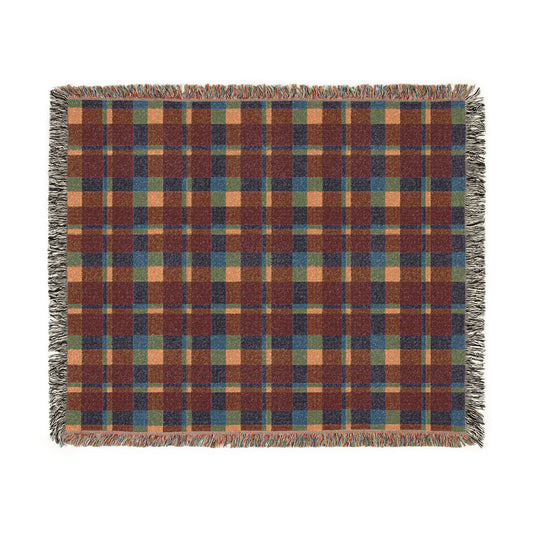 Warm Color Blocks 100% Cotton Woven Blanket (3 sizes) | Made In USA
