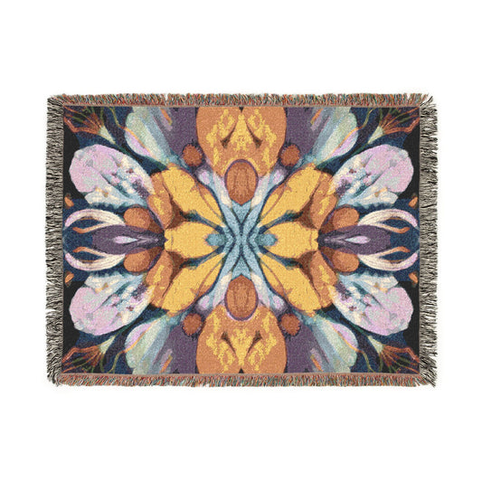 Painted Flower Symmetry 100% Cotton Woven Blanket (3 sizes) | Made In USA