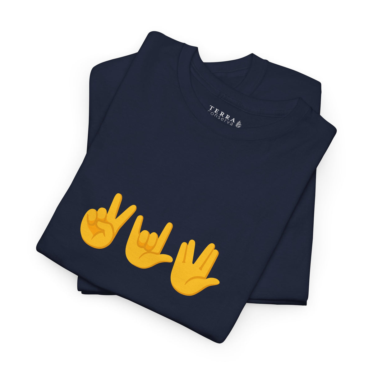 Peace, Love, Live Long Emoji Adult 100% Cotton T-Shirt (Multicolors)