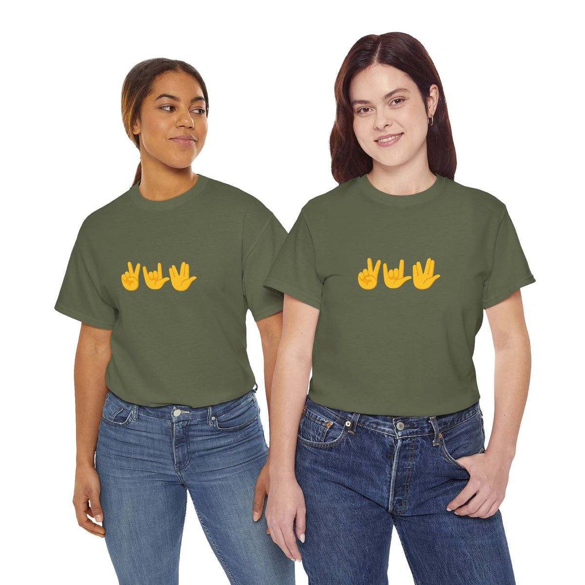 Peace, Love, Live Long Emoji Adult 100% Cotton T-Shirt (Multicolors)