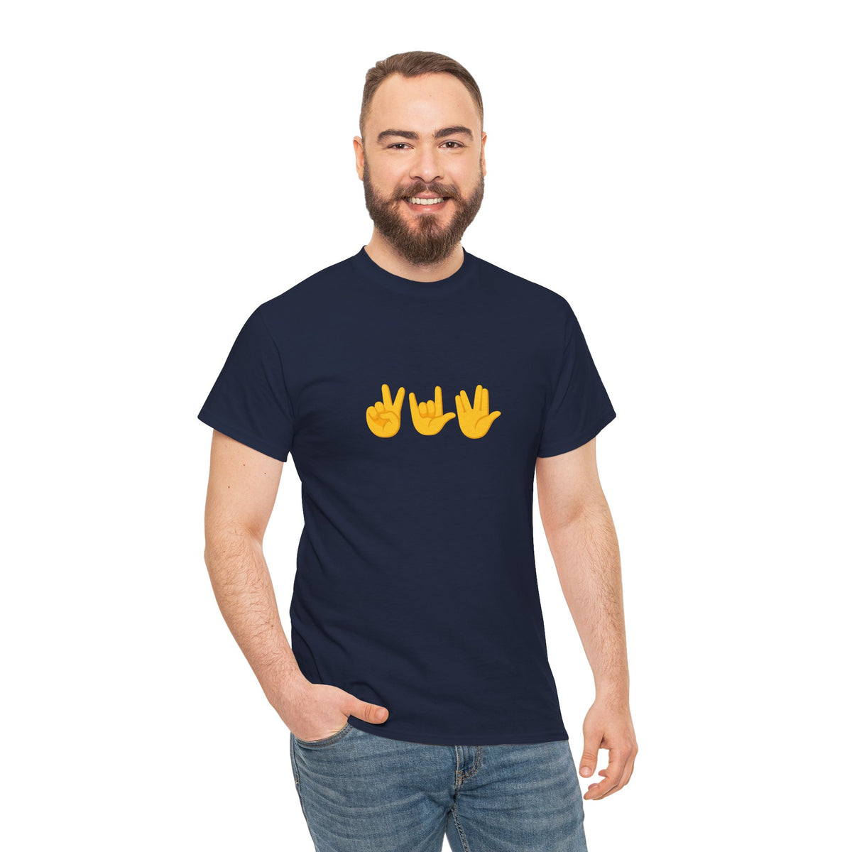 Peace, Love, Live Long Emoji Adult 100% Cotton T-Shirt (Multicolors)