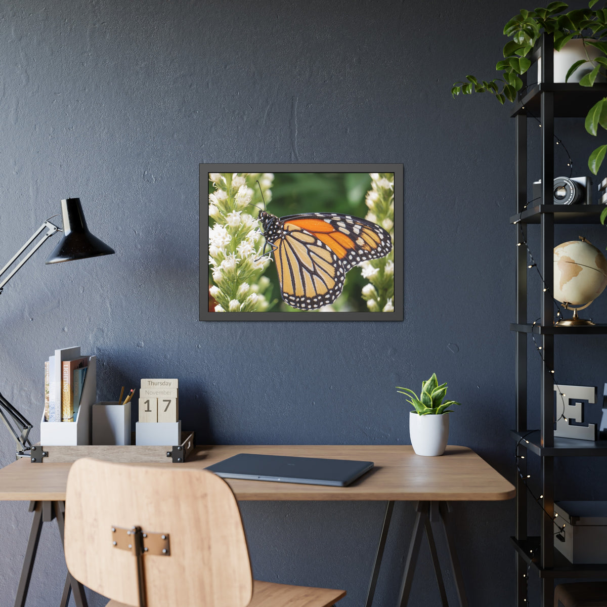 Monarch Butterfly in Garden Framed Print | Nature Photography