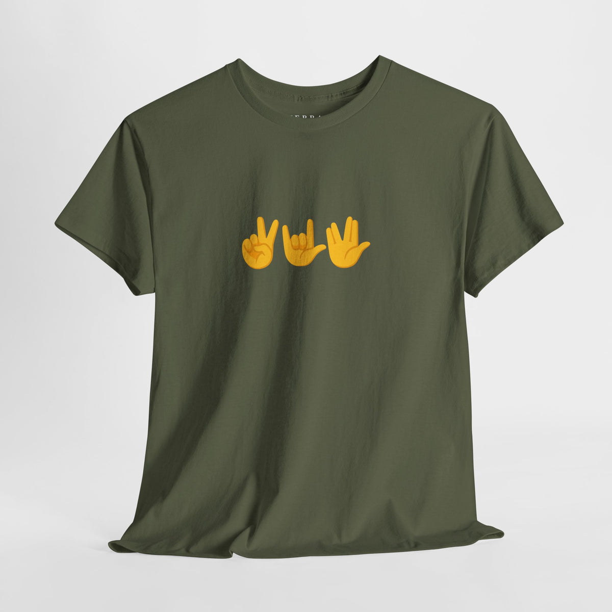 Peace, Love, Live Long Emoji Adult 100% Cotton T-Shirt (Multicolors)