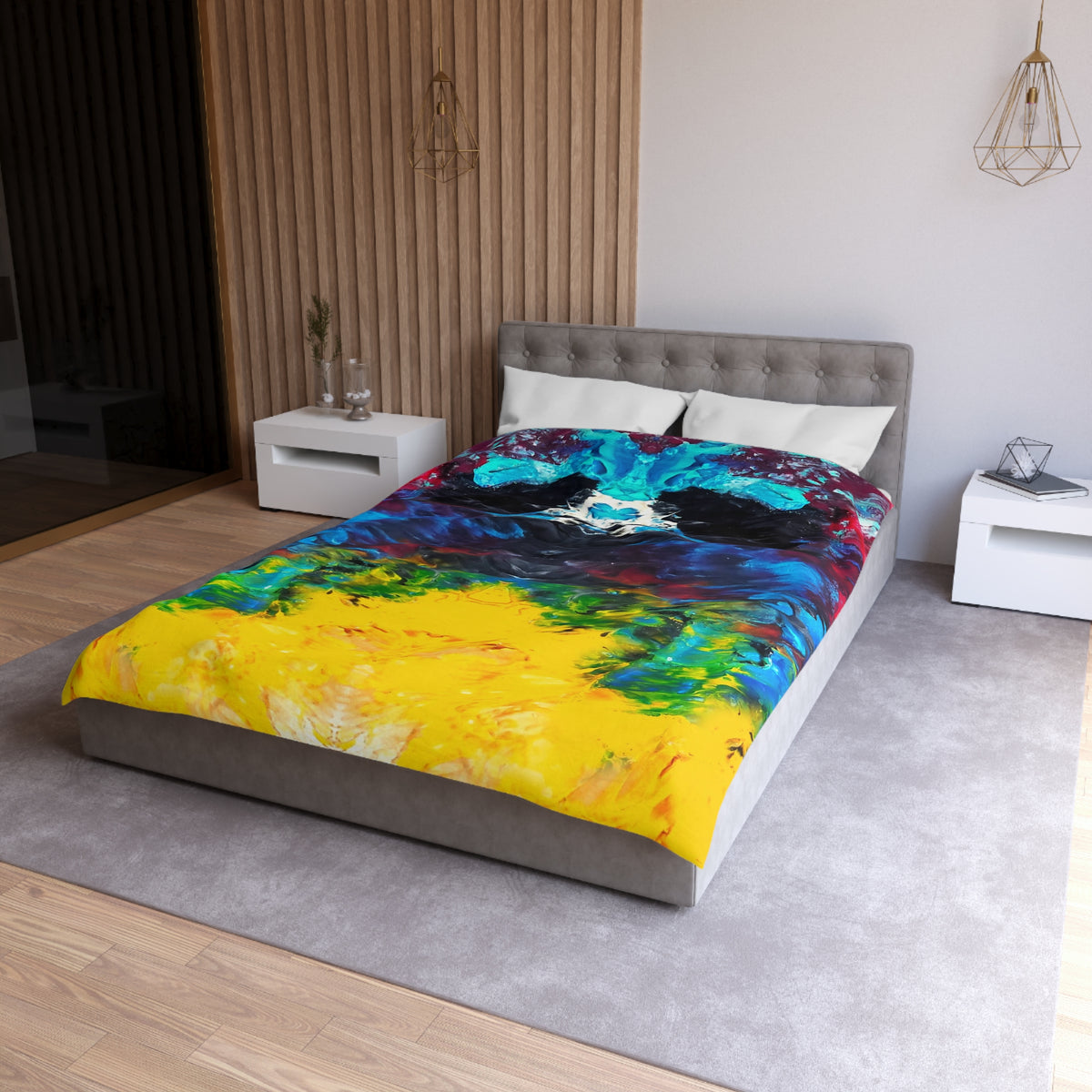 Colorful Paint Waves Woven Duvet Cover