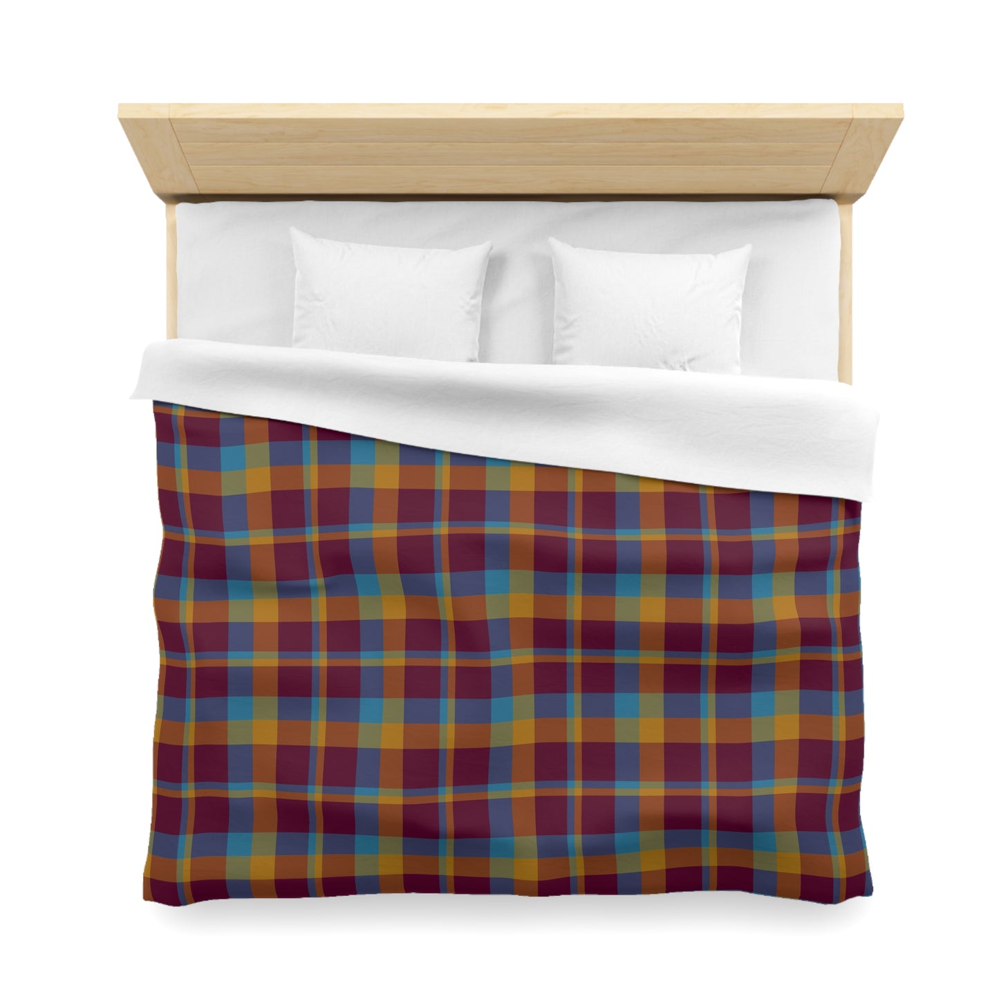 Mustard + Plum Plaid Woven Duvet Cover
