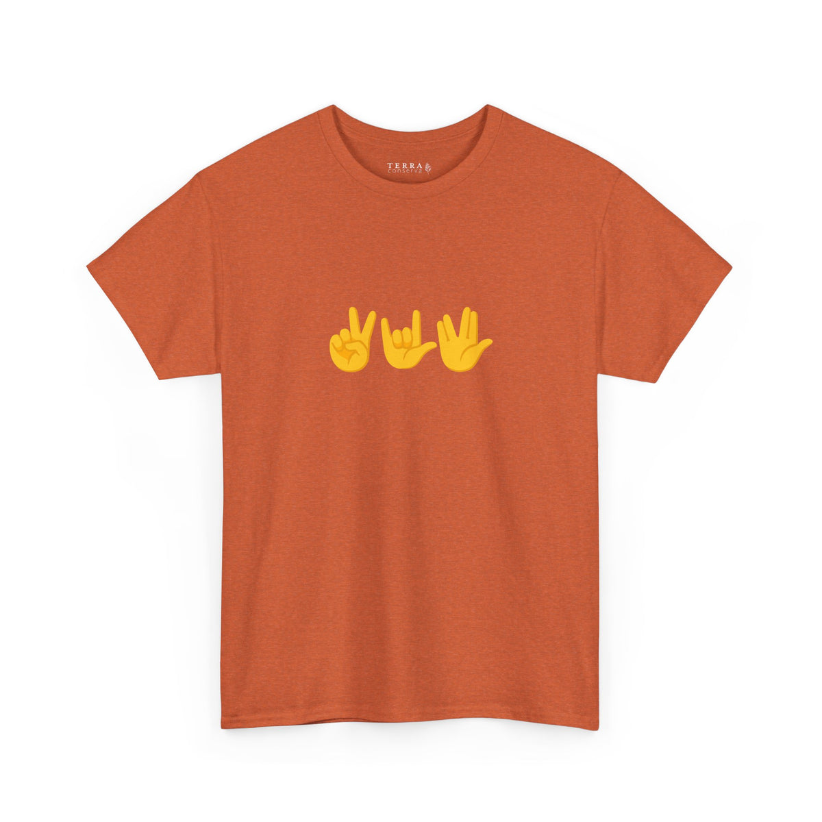 Peace, Love, Live Long Emoji Adult 100% Cotton T-Shirt (Multicolors)