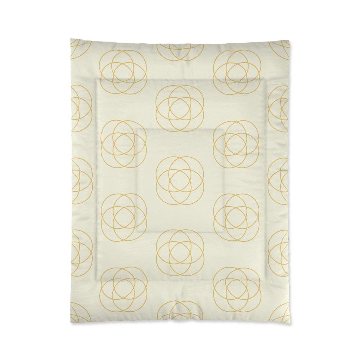 Creamy Intersecting Circles Polyester Comforter