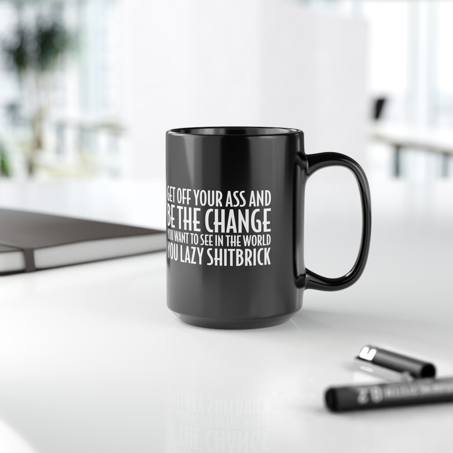 Motivational Be The Change 15oz Black Mug