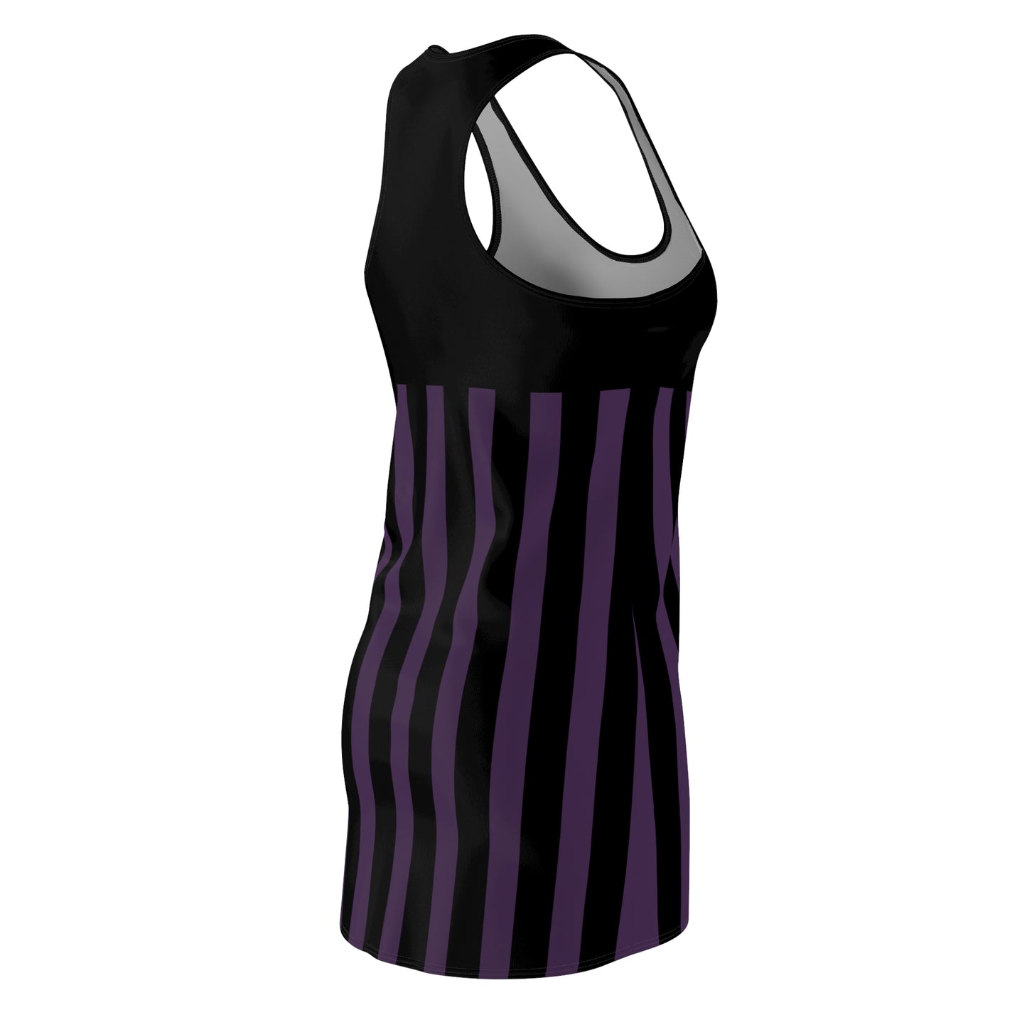 Purple + Black Striped Slinky Women's Racerback Dress