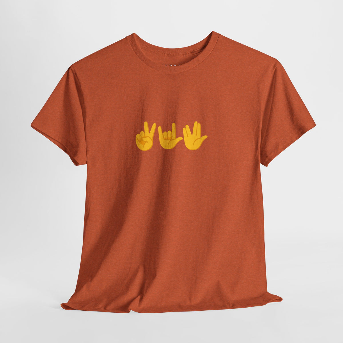 Peace, Love, Live Long Emoji Adult 100% Cotton T-Shirt (Multicolors)