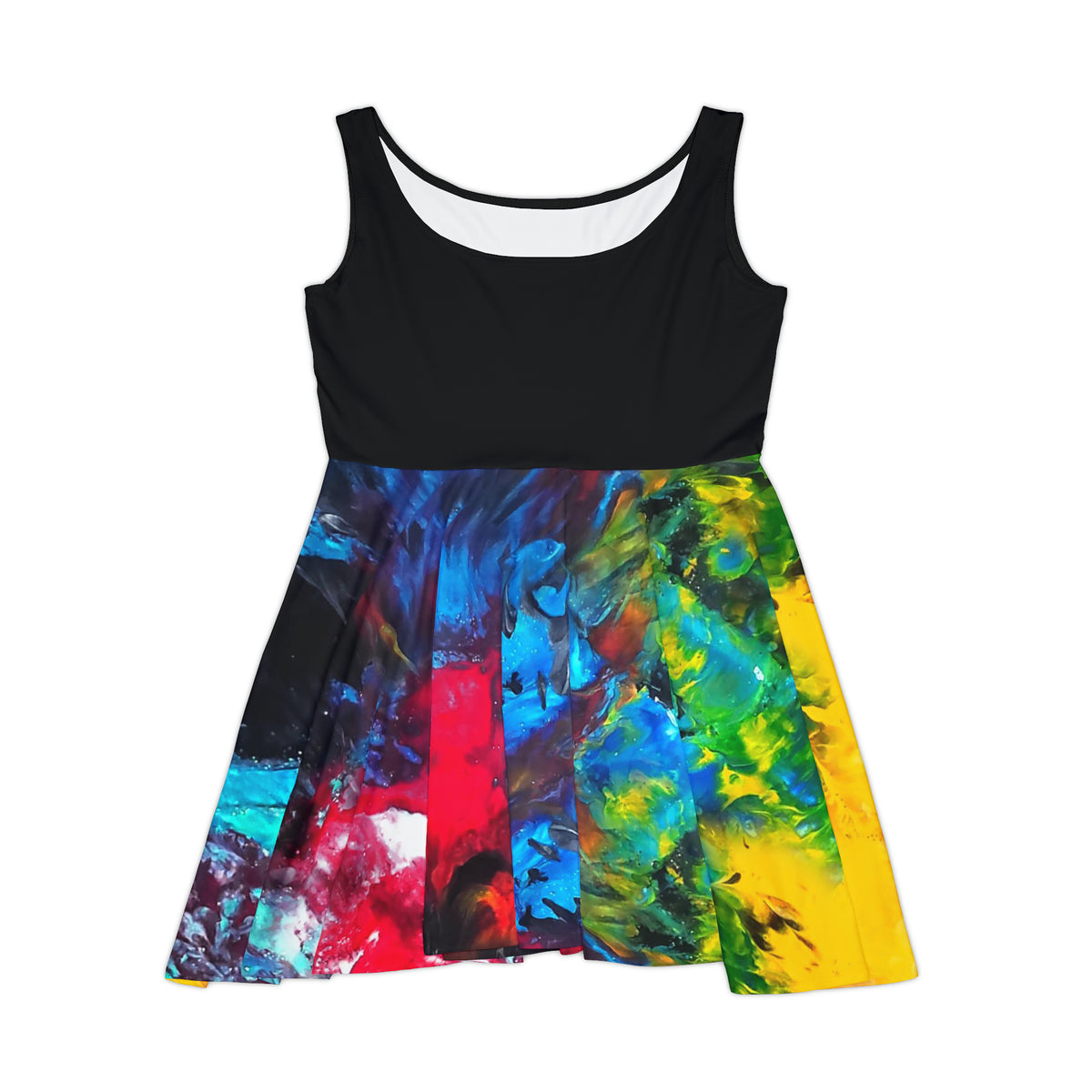 Colorful Paint Waves Women's Skater Dress