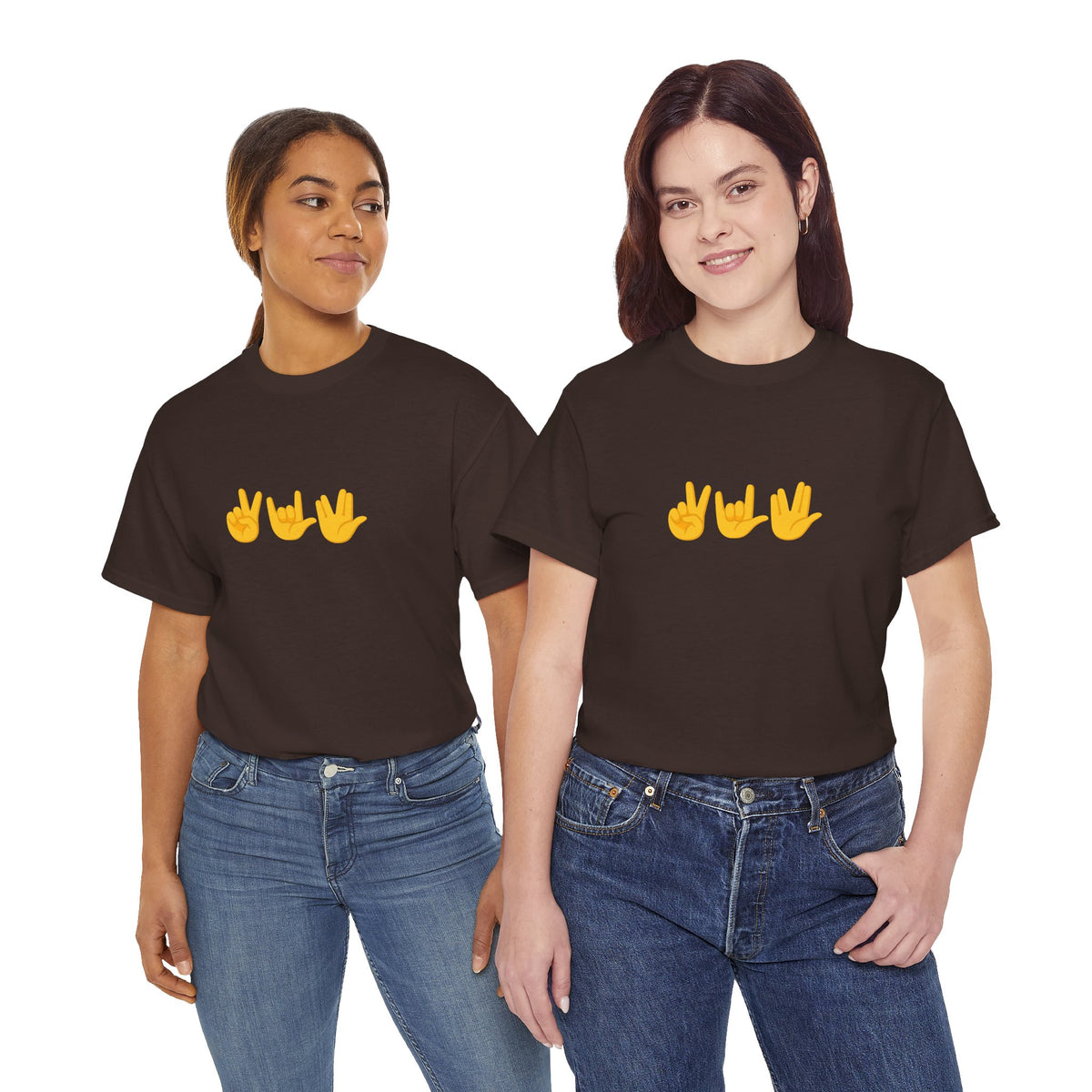 Peace, Love, Live Long Emoji Adult 100% Cotton T-Shirt (Multicolors)