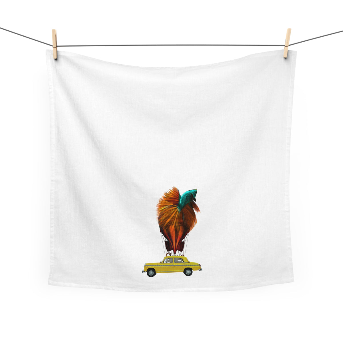 Aquamobile Taxi Service Large Cotton Dish Towel | Surreal Art