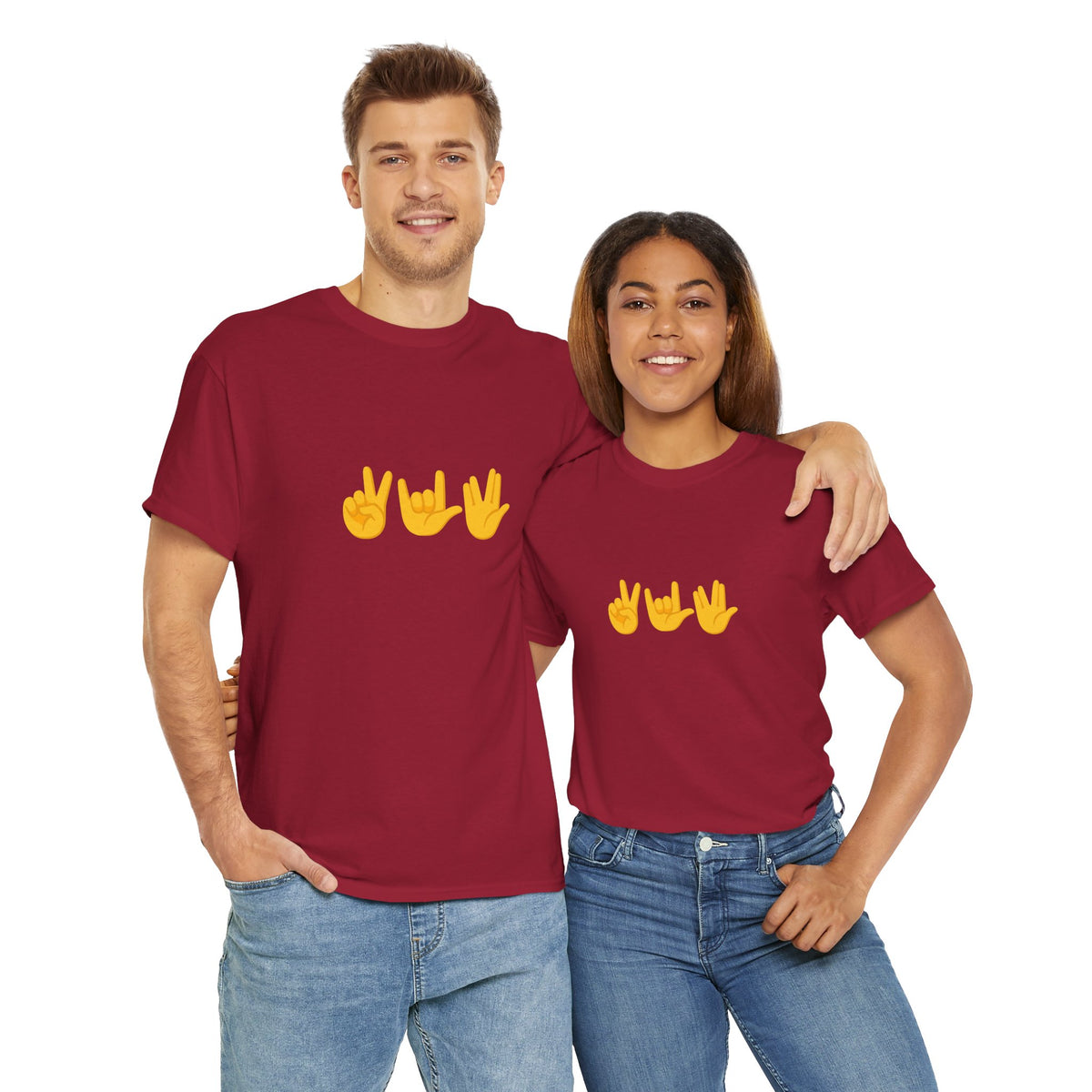 Peace, Love, Live Long Emoji Adult 100% Cotton T-Shirt (Multicolors)