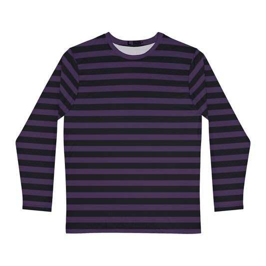 Purple + Black Striped Men's Long Sleeve Shirt