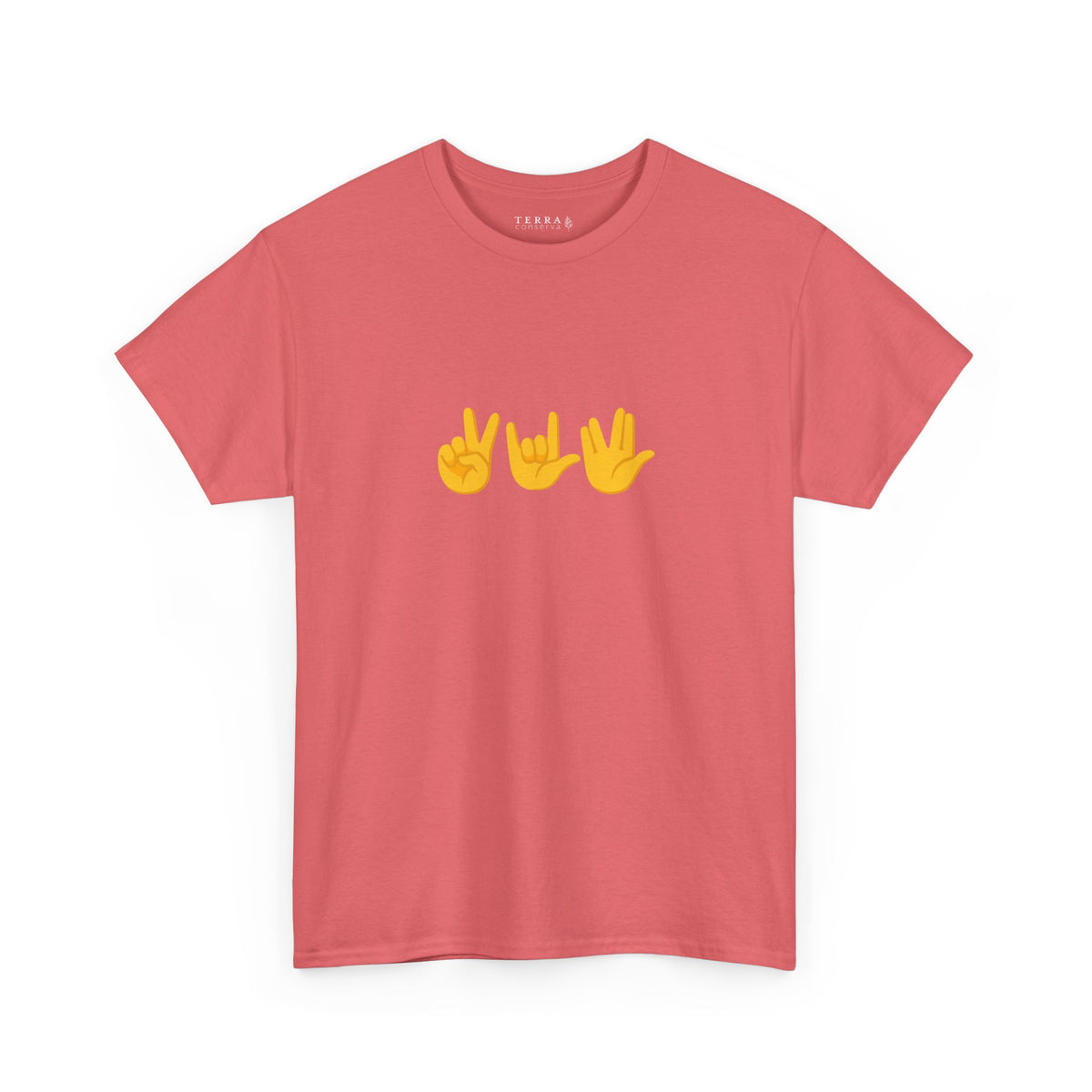 Peace, Love, Live Long Emoji Adult 100% Cotton T-Shirt (Multicolors)