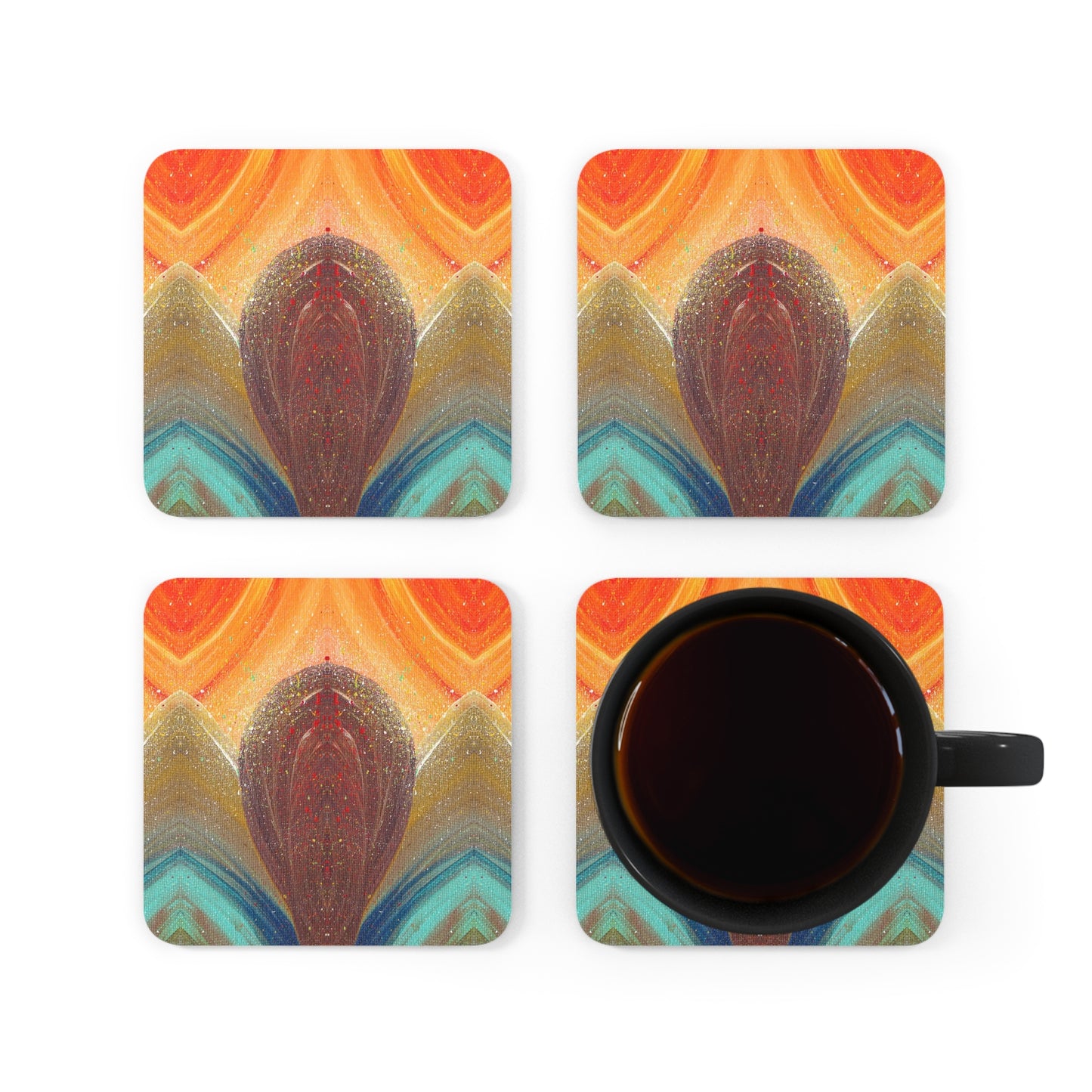 Flow of Magnetism 4-Piece Corkwood Coaster Set