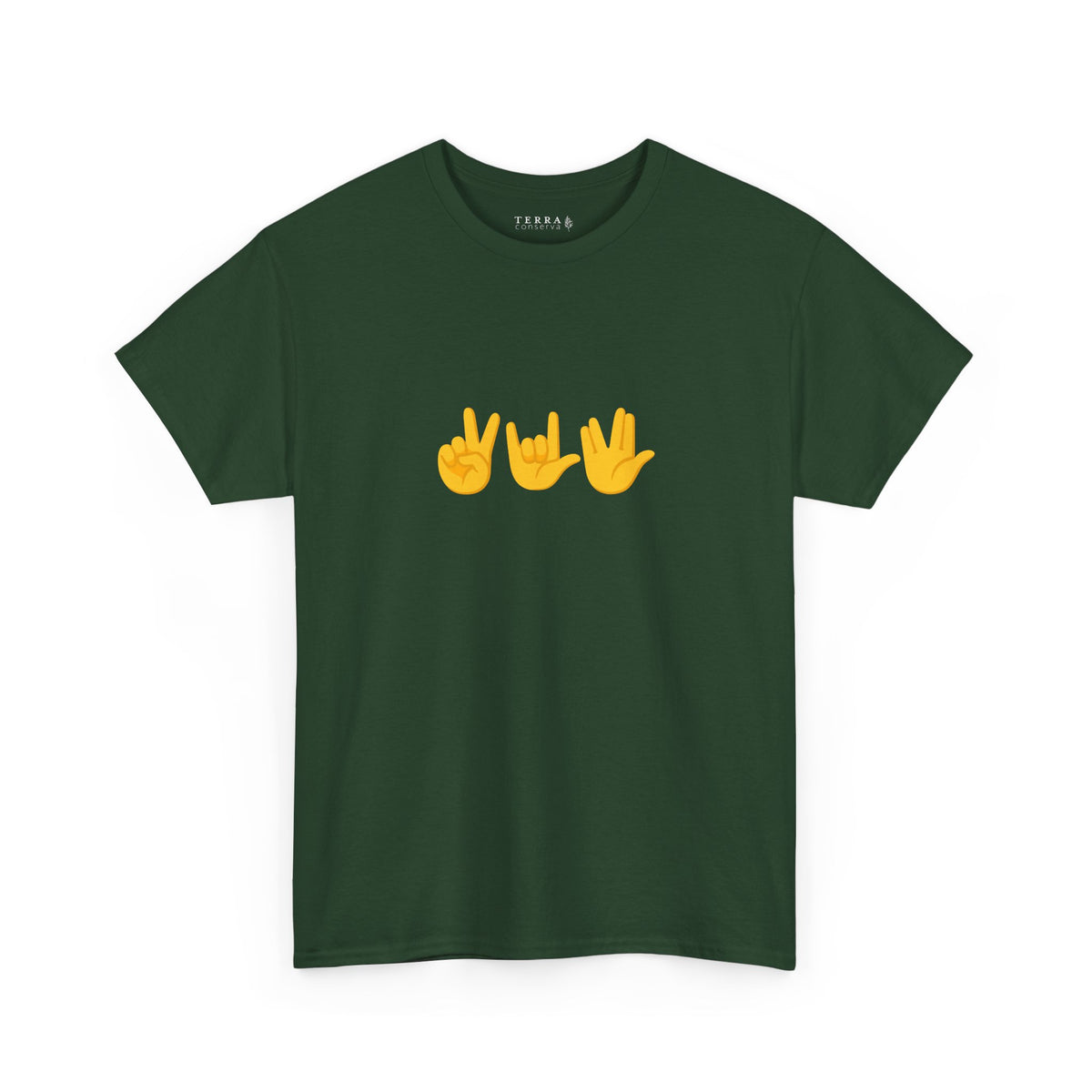 Peace, Love, Live Long Emoji Adult 100% Cotton T-Shirt (Multicolors)