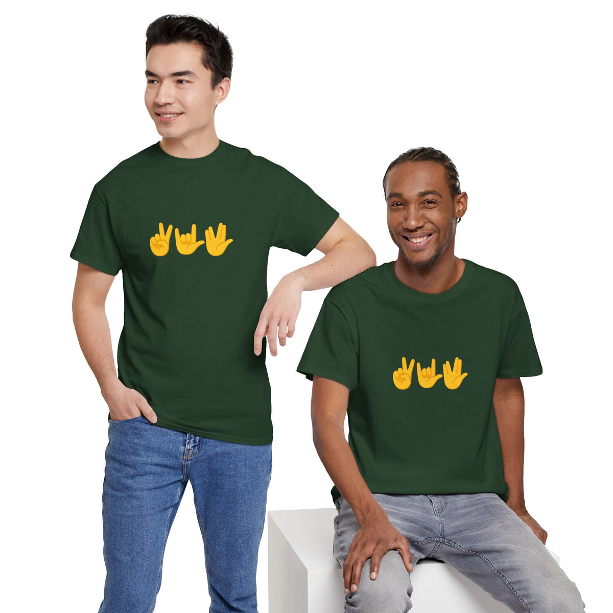 Peace, Love, Live Long Emoji Adult 100% Cotton T-Shirt (Multicolors)