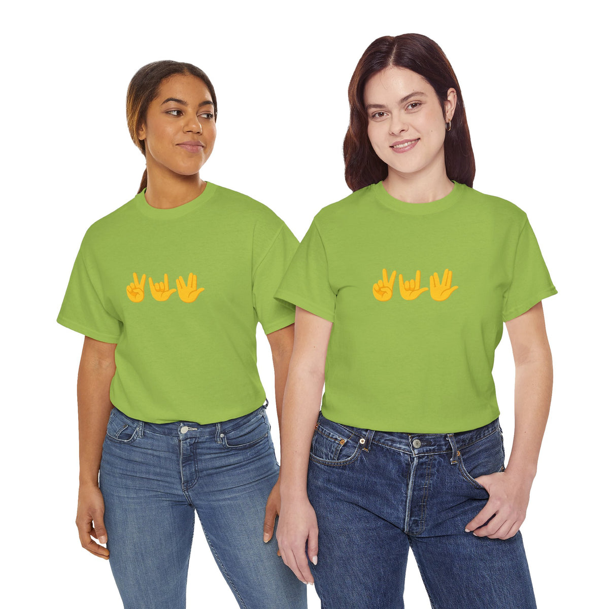 Peace, Love, Live Long Emoji Adult 100% Cotton T-Shirt (Multicolors)