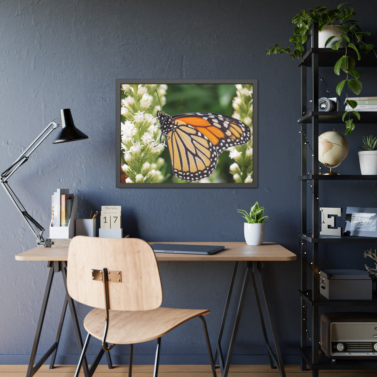 Monarch Butterfly in Garden Framed Print | Nature Photography