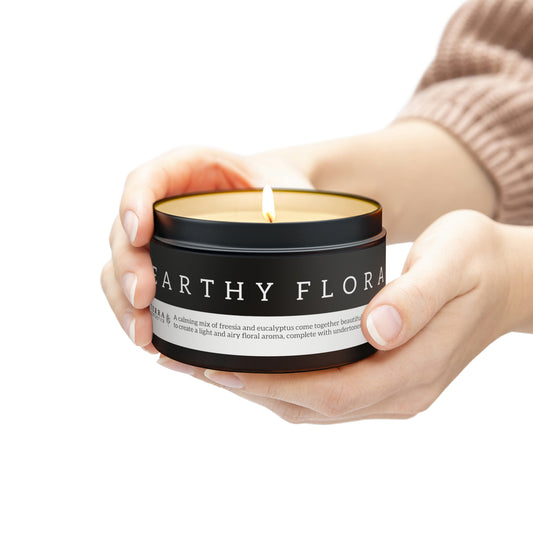 Earthy Flora Scented Candle in Minimalist Black Steel Tin (2 sizes)