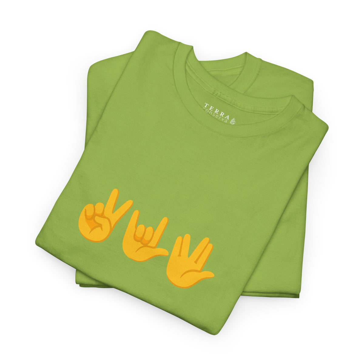 Peace, Love, Live Long Emoji Adult 100% Cotton T-Shirt (Multicolors)
