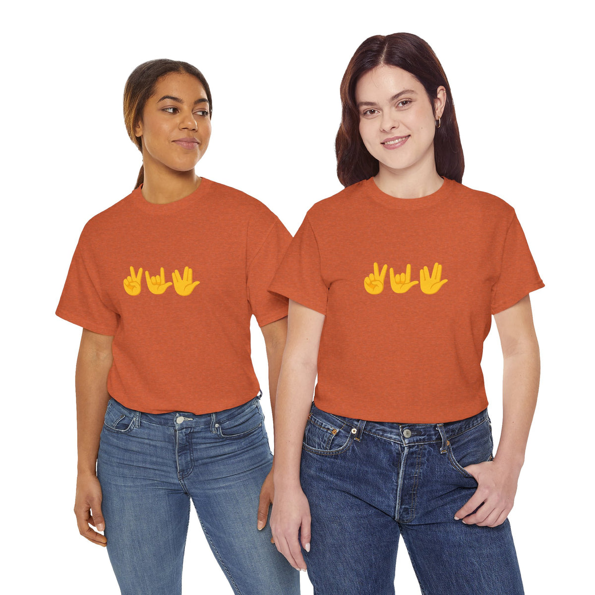 Peace, Love, Live Long Emoji Adult 100% Cotton T-Shirt (Multicolors)