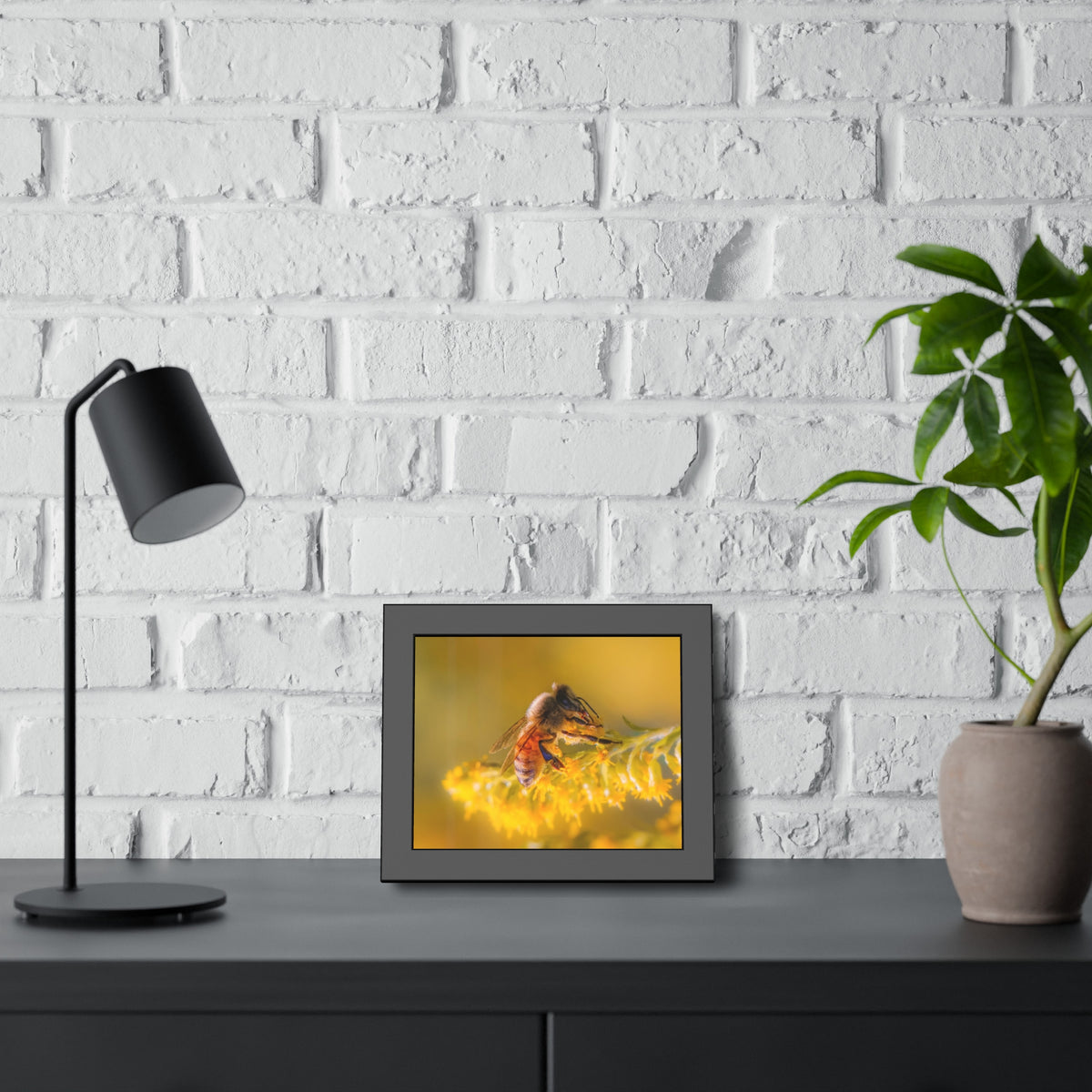 Golden Honey Bee Framed Print | Nature Photography