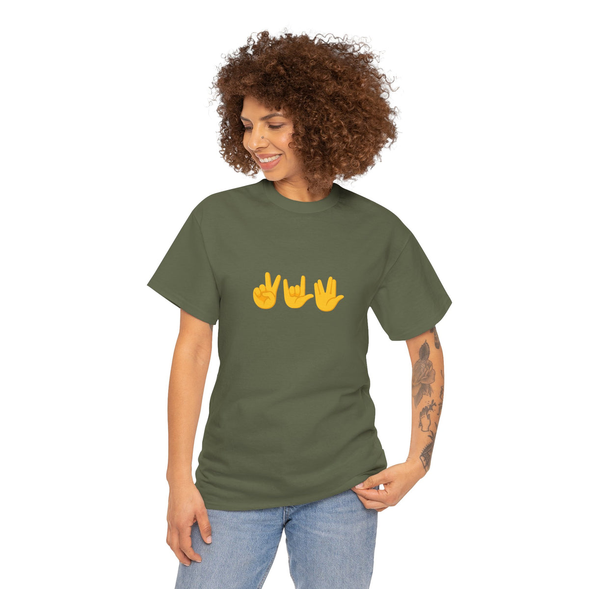 Peace, Love, Live Long Emoji Adult 100% Cotton T-Shirt (Multicolors)