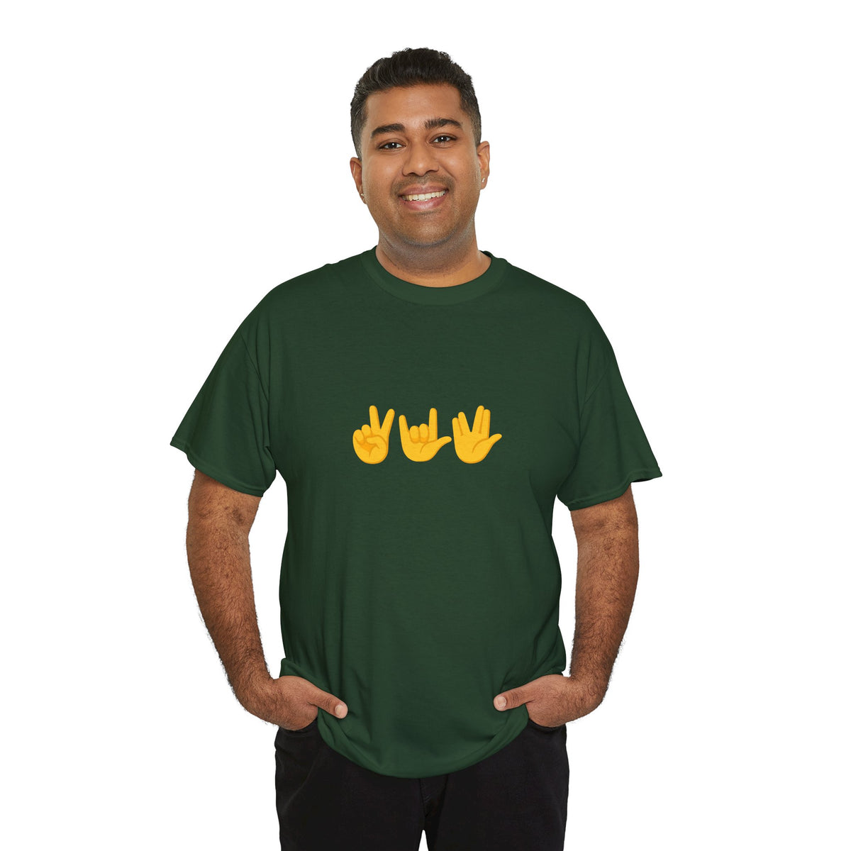 Peace, Love, Live Long Emoji Adult 100% Cotton T-Shirt (Multicolors)