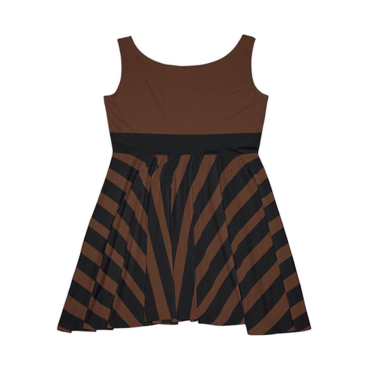 Brown + Black Stripe Women's Skater Dress