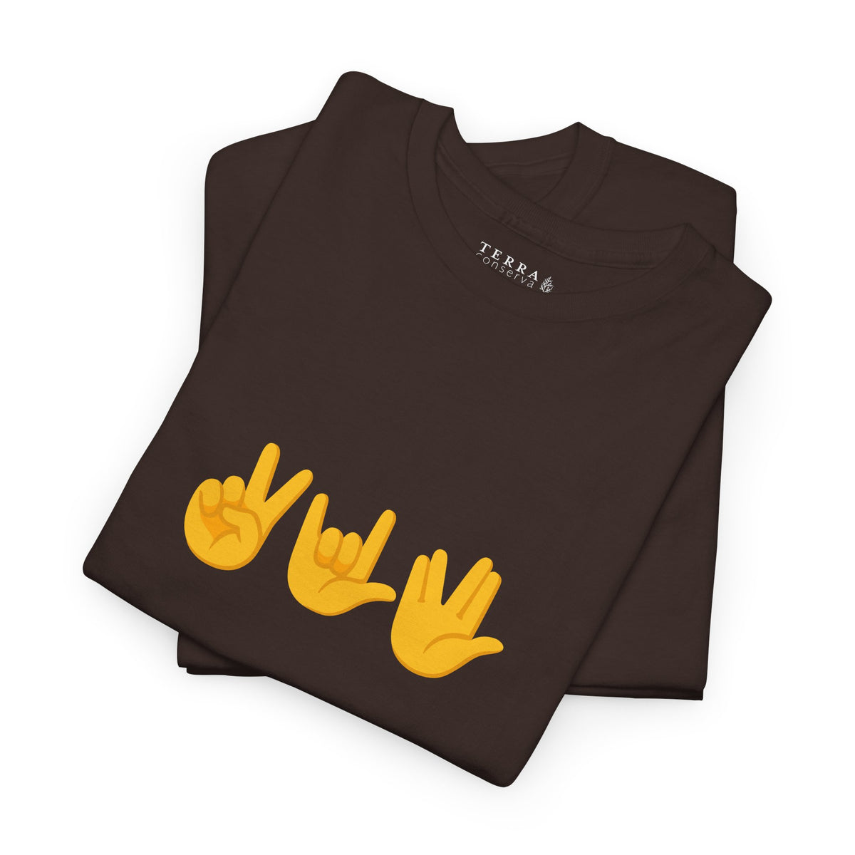 Peace, Love, Live Long Emoji Adult 100% Cotton T-Shirt (Multicolors)