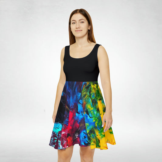 Colorful Paint Waves Women's Skater Dress