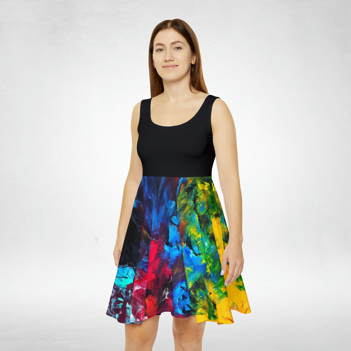 Colorful Paint Waves Women's Skater Dress