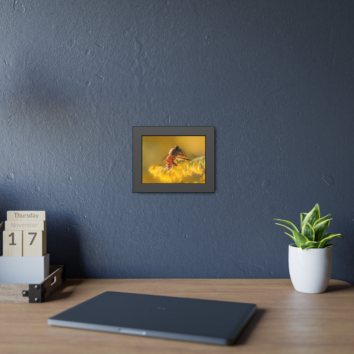 Golden Honey Bee Framed Print | Nature Photography