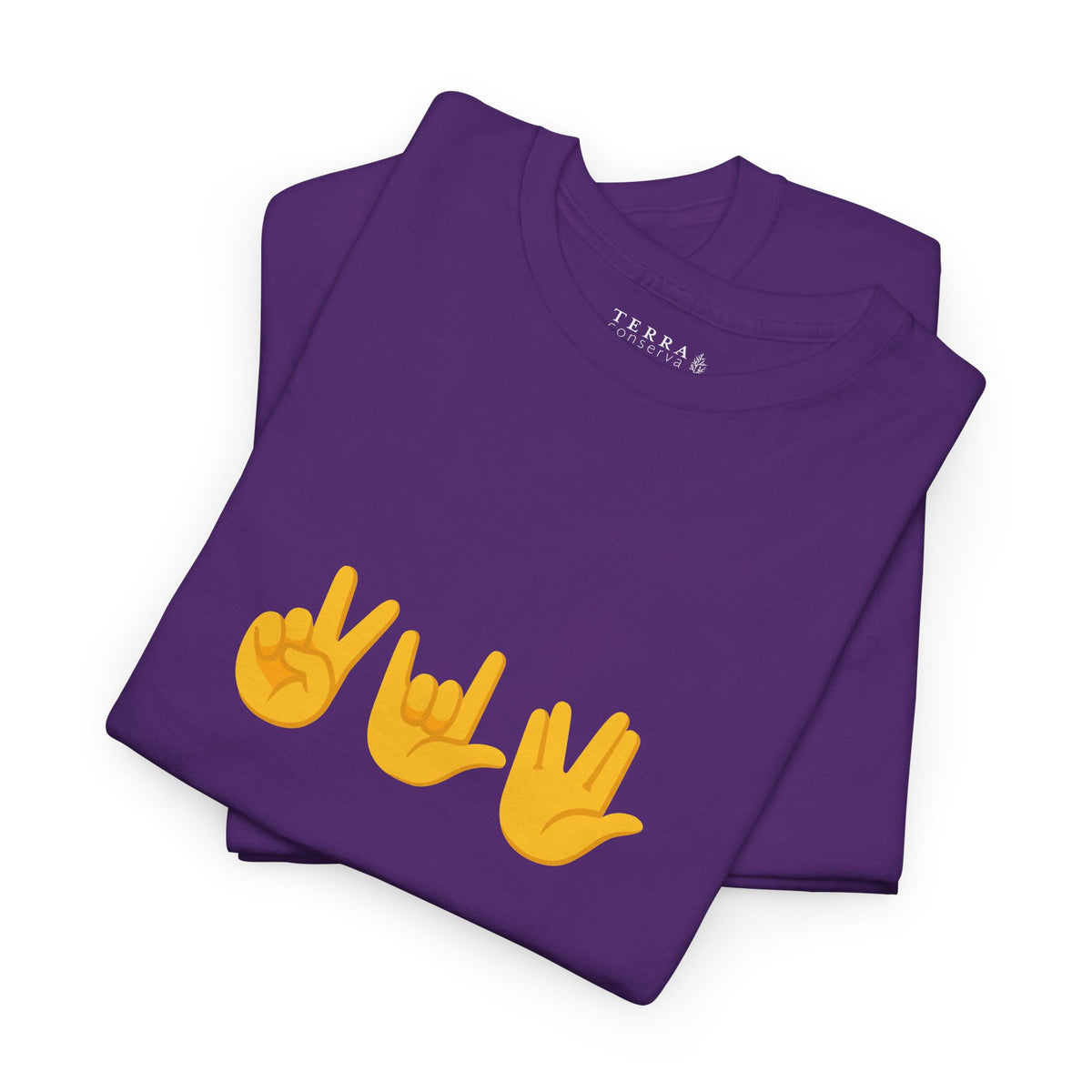 Peace, Love, Live Long Emoji Adult 100% Cotton T-Shirt (Multicolors)