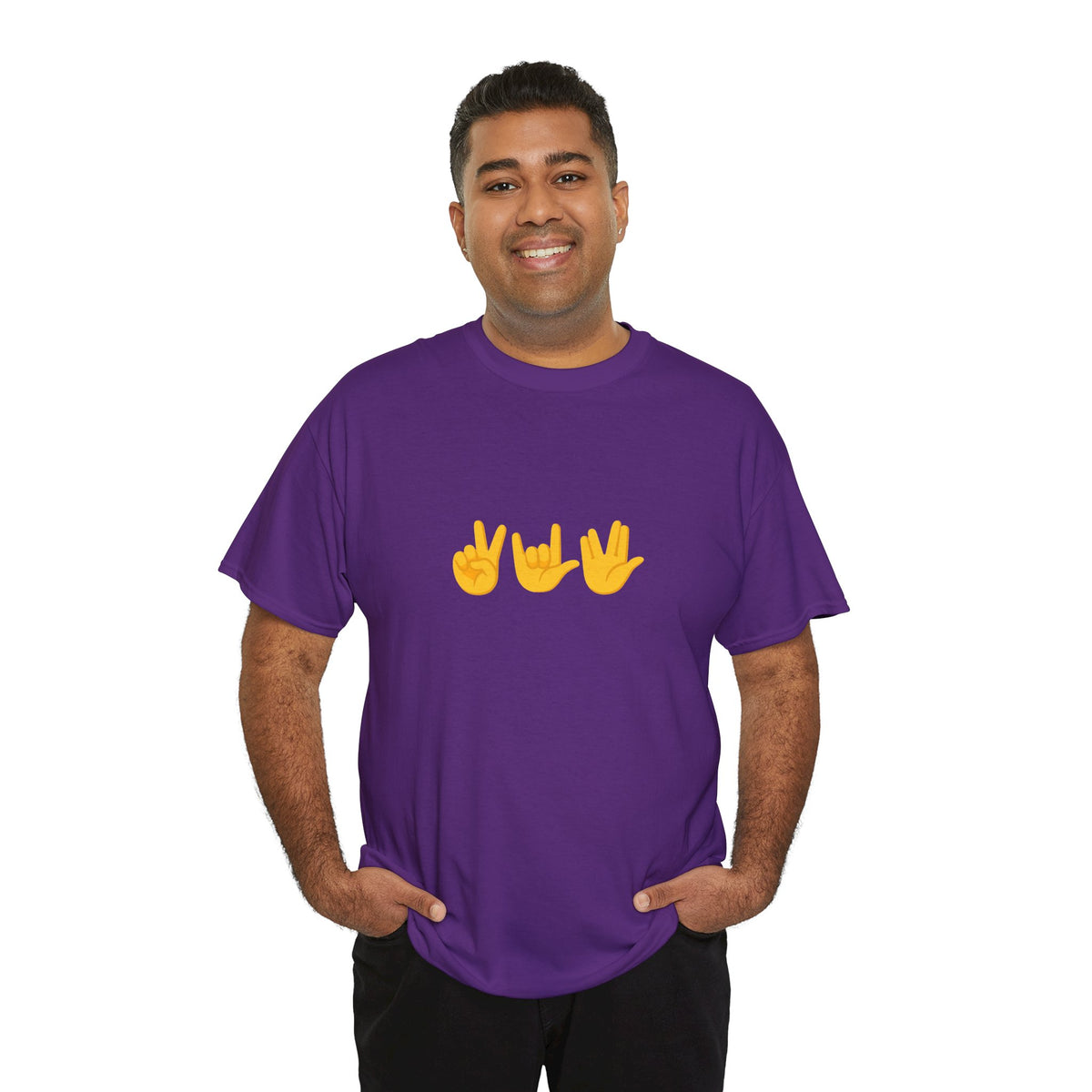 Peace, Love, Live Long Emoji Adult 100% Cotton T-Shirt (Multicolors)