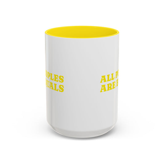 All People Are Equals Yellow Handle Ceramic Mug (11, 15oz)