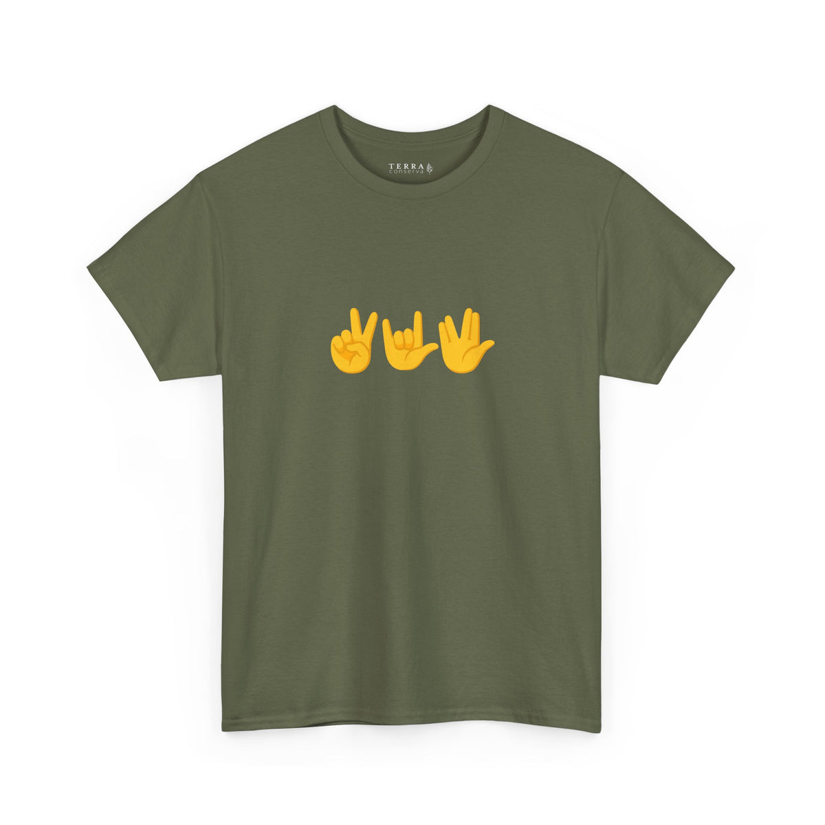 Peace, Love, Live Long Emoji Adult 100% Cotton T-Shirt (Multicolors)