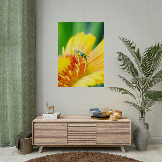 Metallic Green Bee Fine Art Print