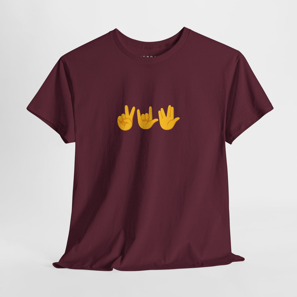 Peace, Love, Live Long Emoji Adult 100% Cotton T-Shirt (Multicolors)