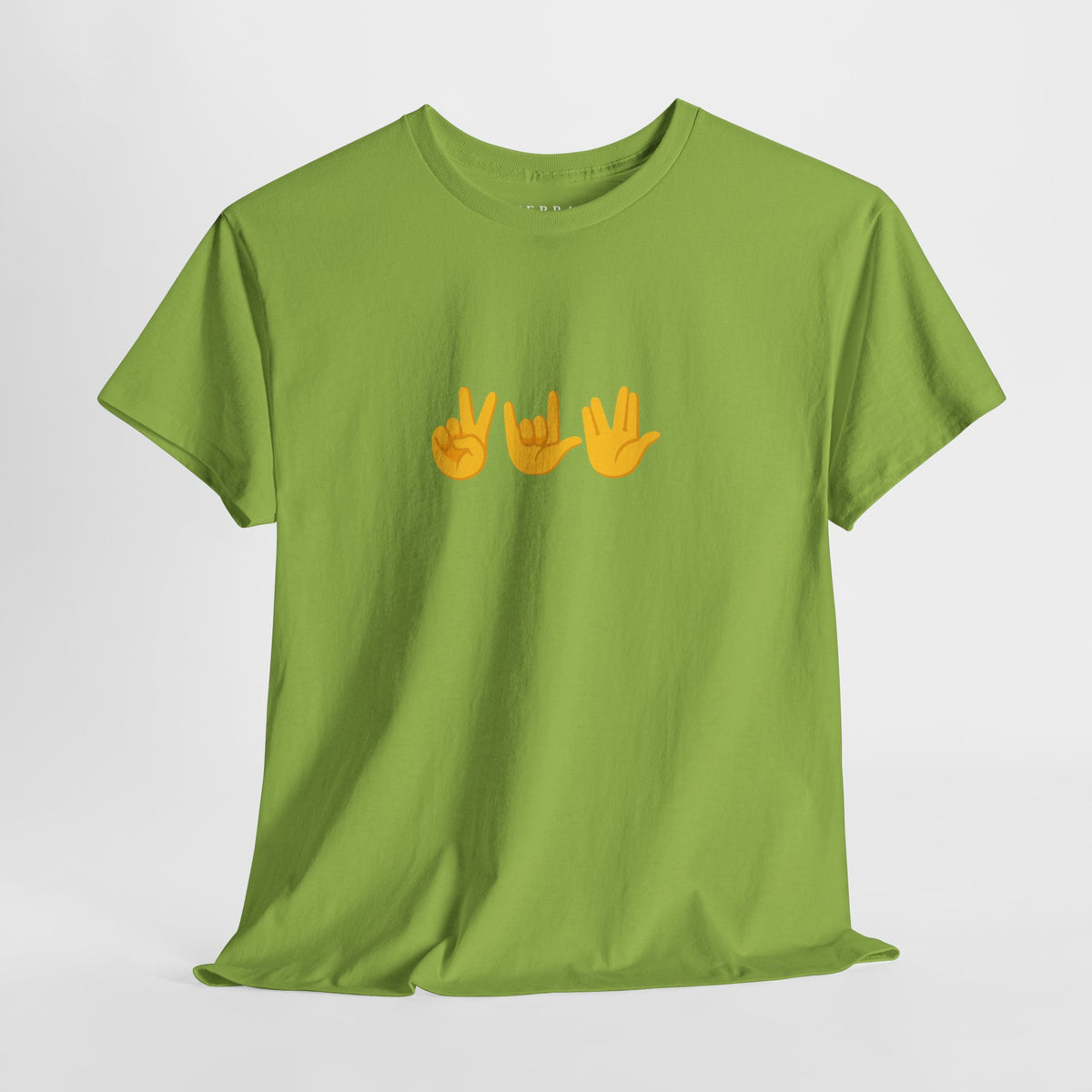 Peace, Love, Live Long Emoji Adult 100% Cotton T-Shirt (Multicolors)