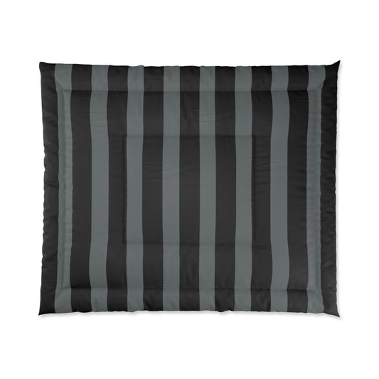 Black + Gray Stripe Comforter (Twin, Twin XL, Queen, King)