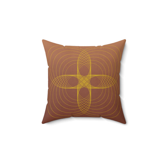 Burnt Sienna Frequencies Faux Suede Throw Pillow