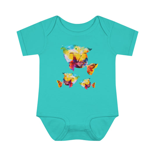 Happiness is a Painted Fish Baby Onesie 6M-18M (multicolors)