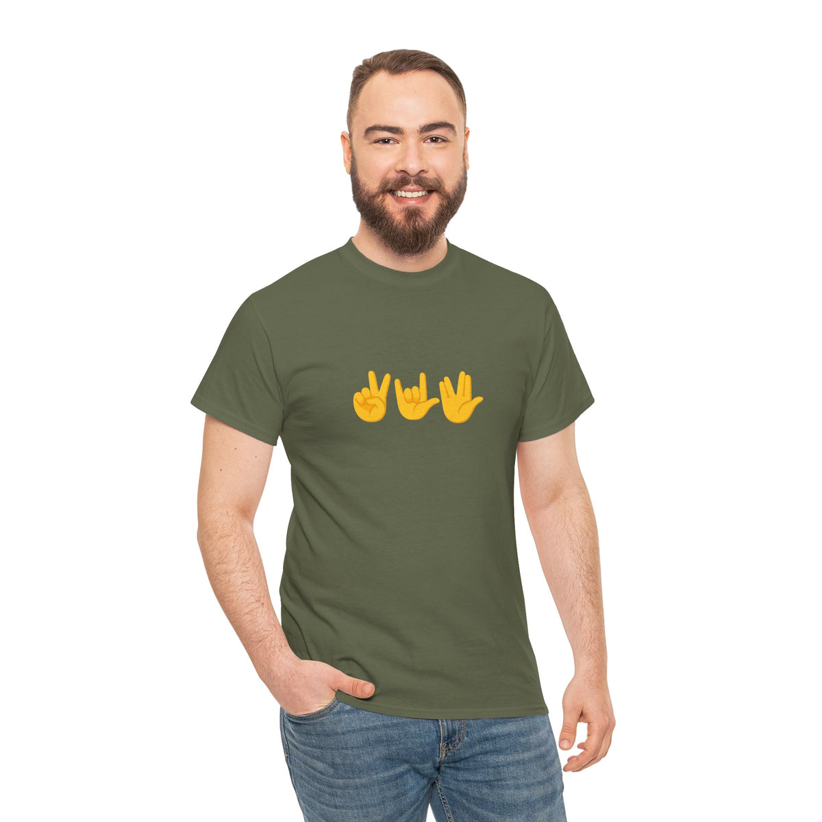 Peace, Love, Live Long Emoji Adult 100% Cotton T-Shirt (Multicolors)