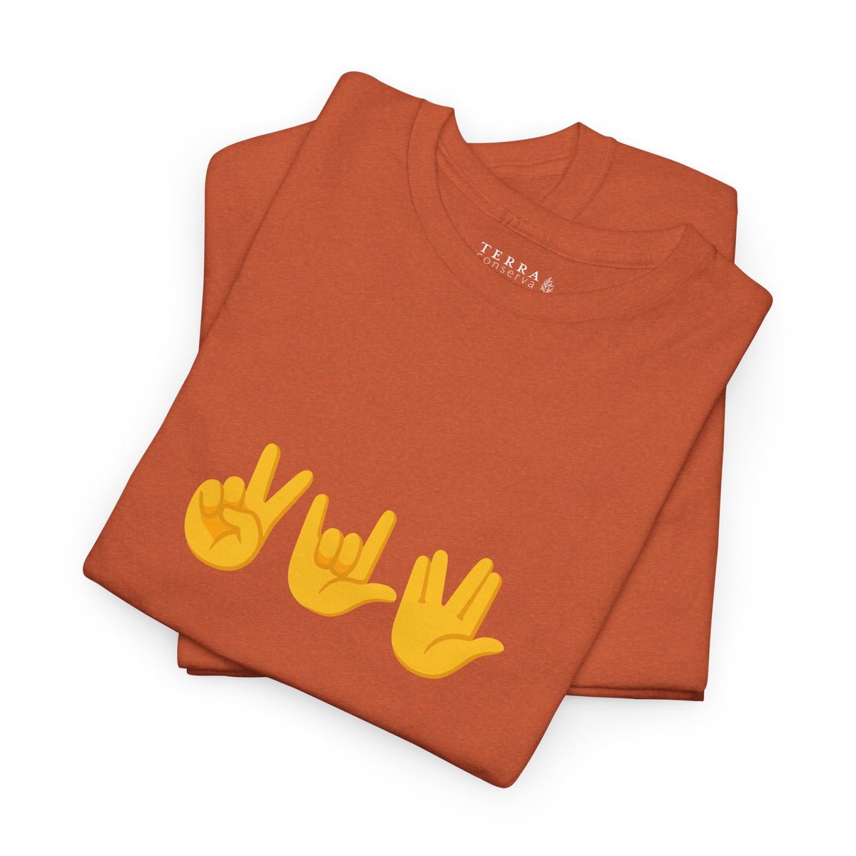 Peace, Love, Live Long Emoji Adult 100% Cotton T-Shirt (Multicolors)